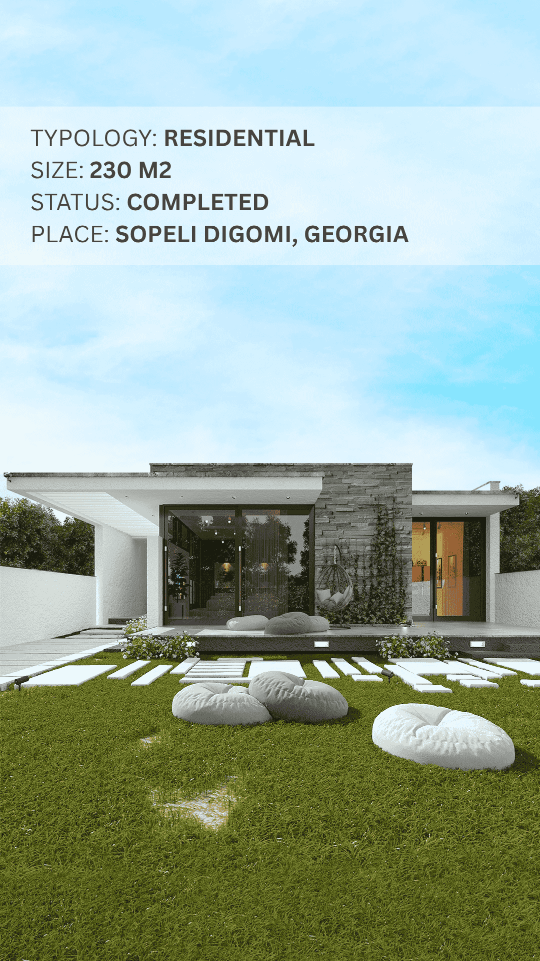 Build your dream 230 m² home in Sopeli Digomi with expert design, construction, and renovation by our professional team in Georgia.