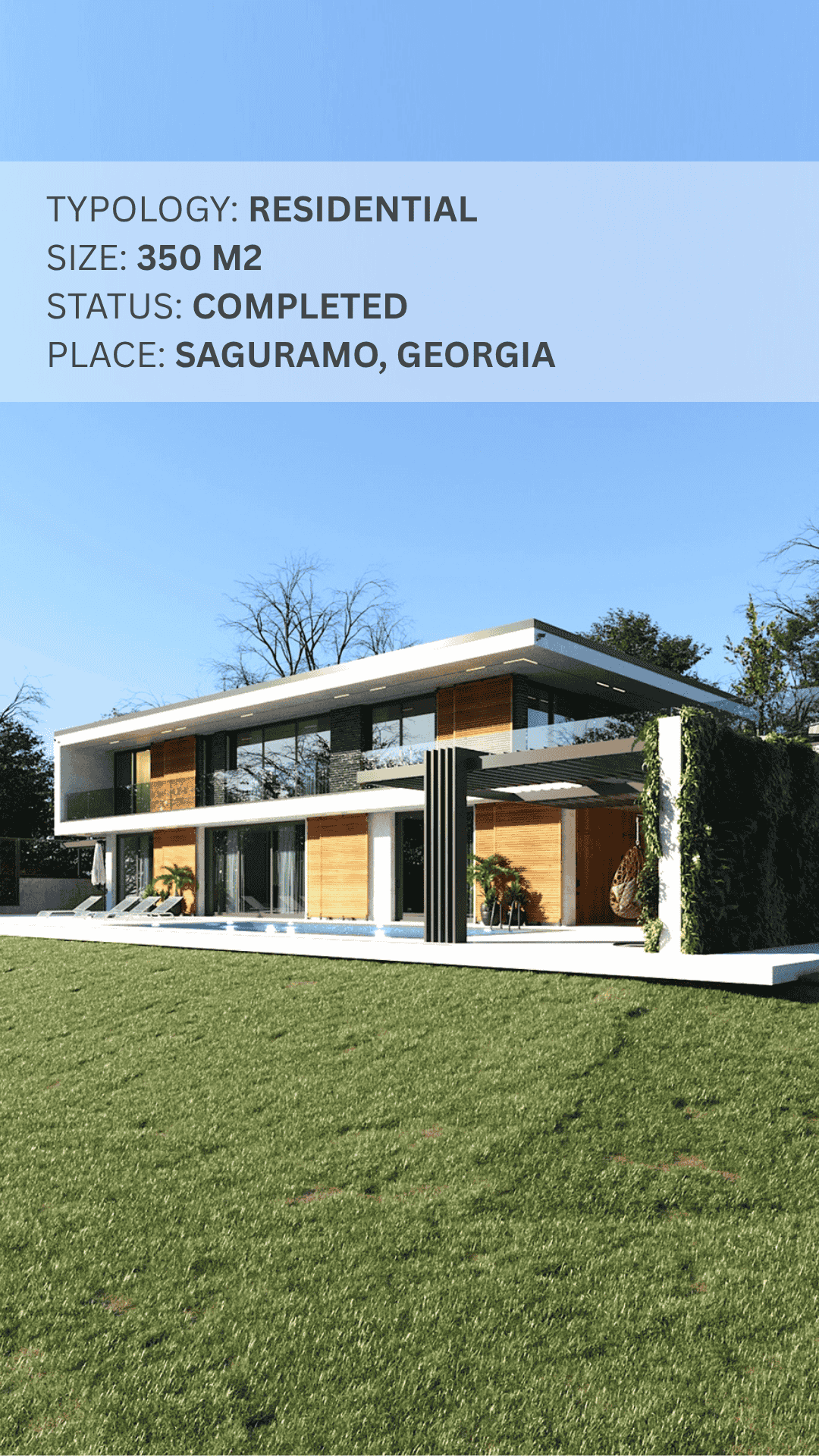 Completed 350 m² home in Saguramo, Georgia for Jaba Kankava with expert architecture, custom construction, interior design, and renovation.